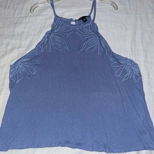 Blue Halter Top with Floral Detailing